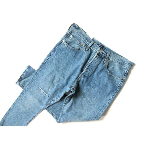 NWT Levi's Made & Crafted LMC 501 Taper Skinny in Pacific Blue Ripped Jeans 30 - Picture 5 of 10